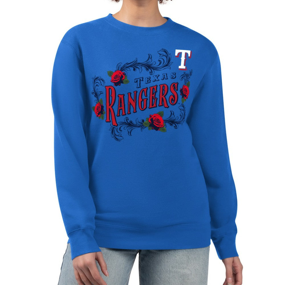 MLB Texas Rangers G-III 4Her by Carl Banks Women's Retro Roses Fleece Pullover Sweatshirt
