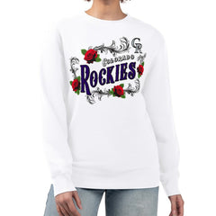 MLB Colorado Rockies G-III 4Her by Carl Banks Women's Retro Roses Fleece Pullover Sweatshirt