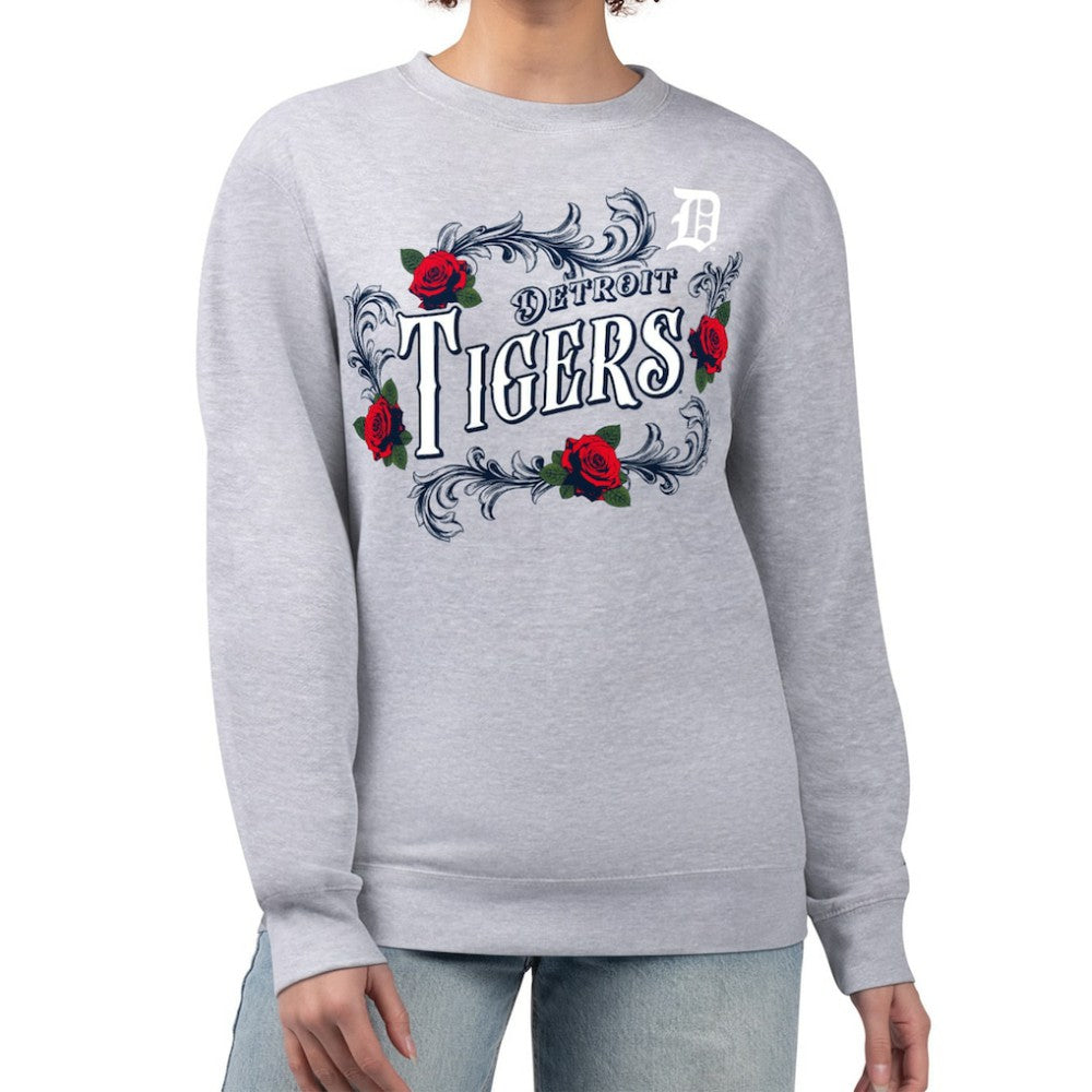 MLB Detroit Tigers G-III 4Her by Carl Banks Women's Retro Roses Fleece Pullover Sweatshirt
