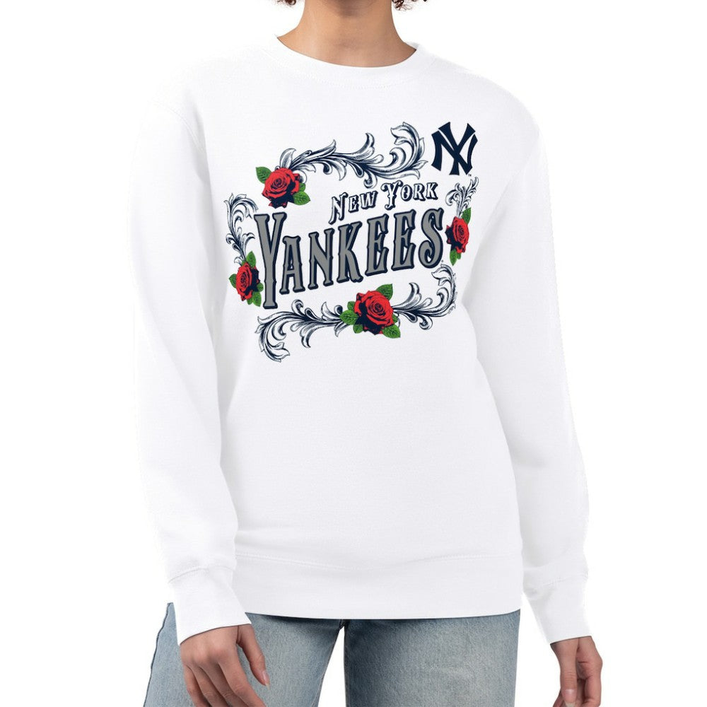 MLB New York Yankees G-III 4Her by Carl Banks Women's Retro Roses Fleece Pullover Sweatshirt