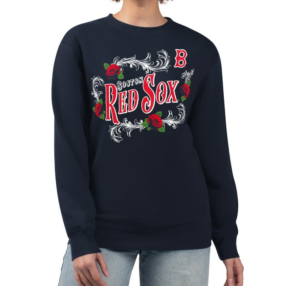 MLB Boston Red Sox G-III 4Her by Carl Banks Women's Retro Roses Fleece Pullover Sweatshirt