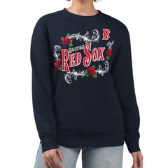 MLB Boston Red Sox G-III 4Her by Carl Banks Women's Retro Roses Fleece Pullover Sweatshirt