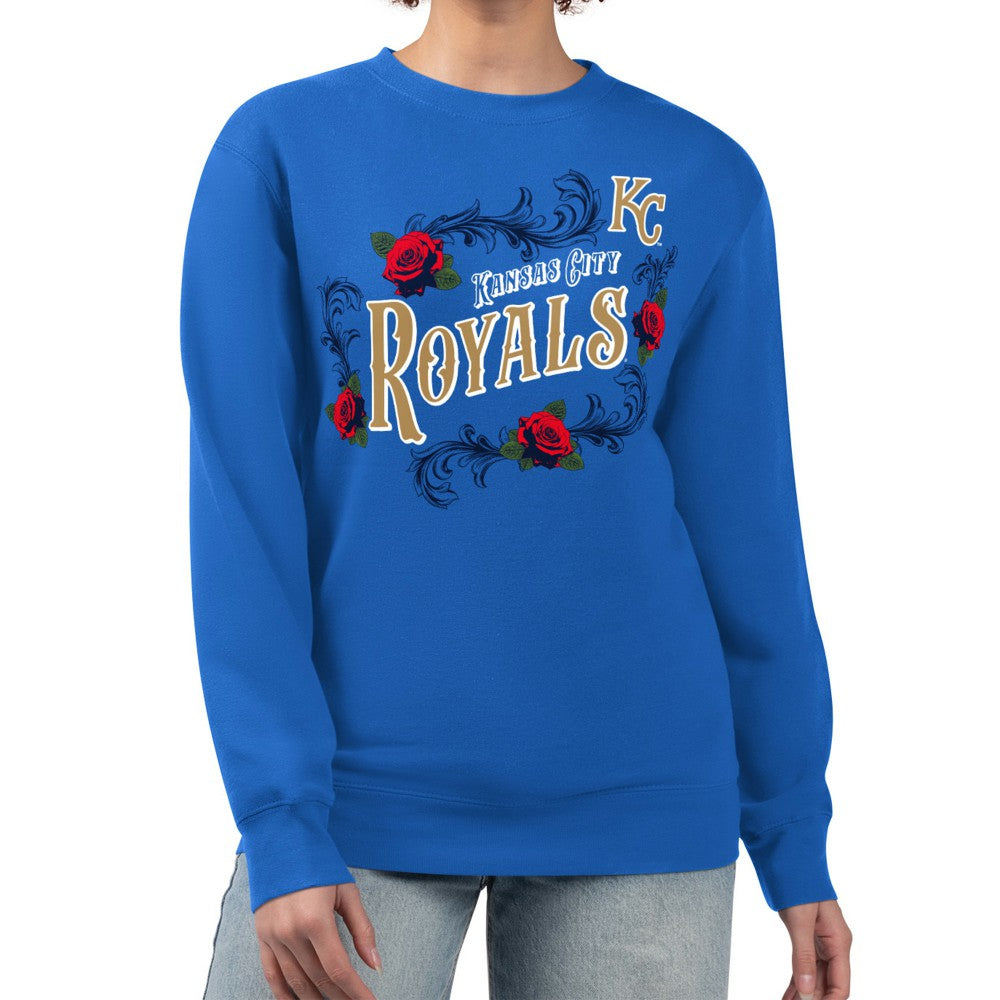 MLB Kansas City Royals G-III 4Her by Carl Banks Women's Retro Roses Fleece Pullover Sweatshirt