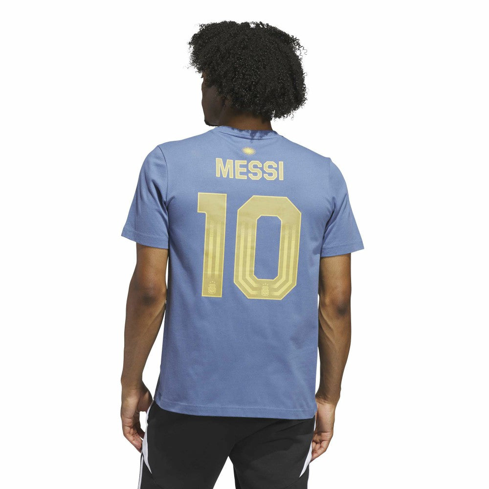 Lionel Messi Argentina National Team Name & Number T-Shirt - Adidas Blue