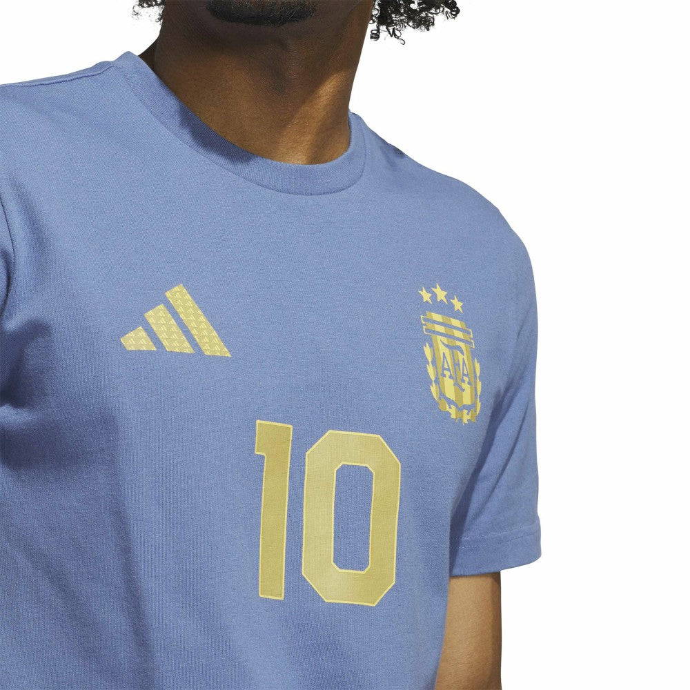 Lionel Messi Argentina National Team Name & Number T-Shirt - Adidas Blue