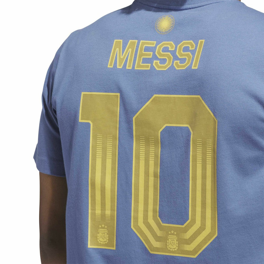 Lionel Messi Argentina National Team Name & Number T-Shirt - Adidas Blue