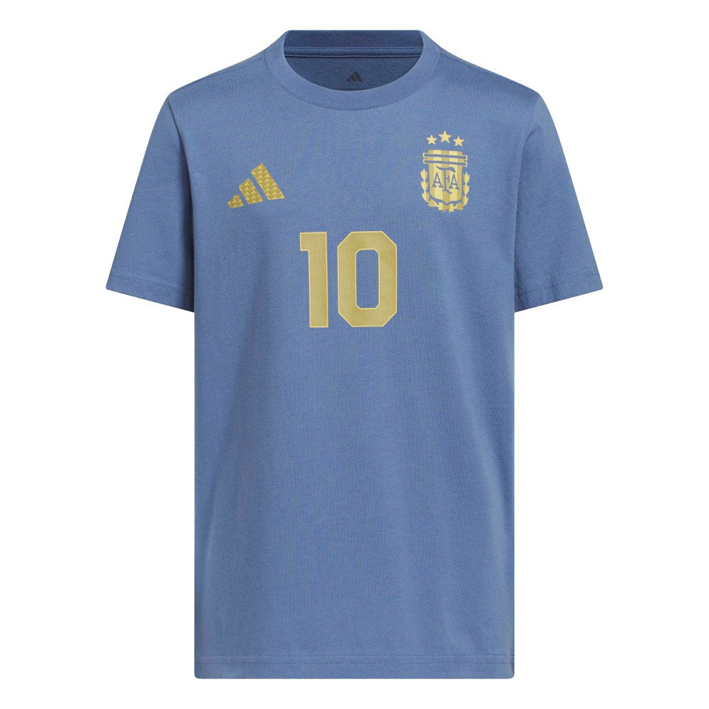 Lionel Messi Argentina National Team Youth Name & Number T-Shirt - Adidas Blue