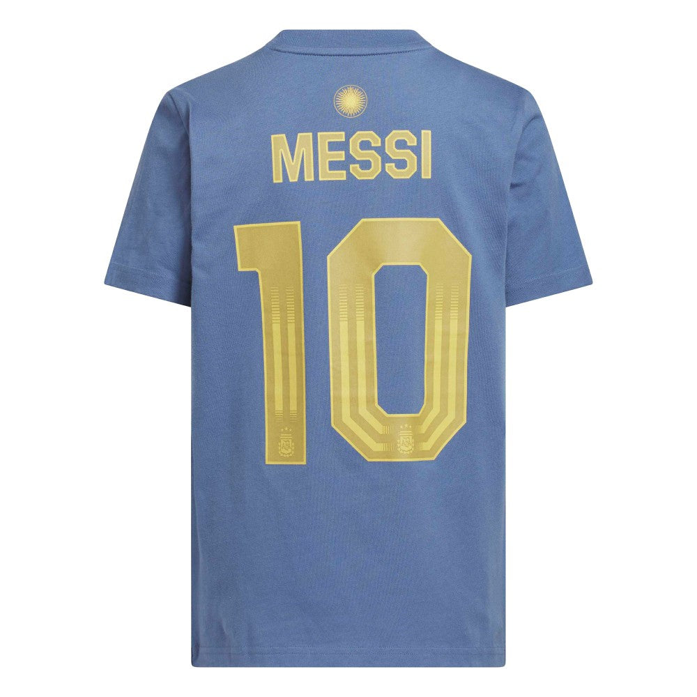 Lionel Messi Argentina National Team Youth Name & Number T-Shirt - Adidas Blue