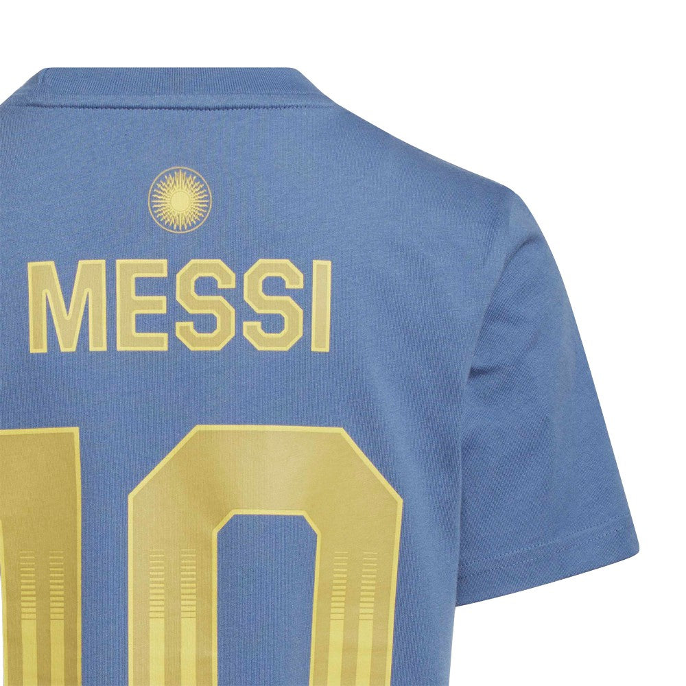 Lionel Messi Argentina National Team Youth Name & Number T-Shirt - Adidas Blue