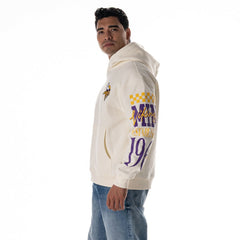 The Wild Collective Unisex Stacked Graphic Sleeve Fleece Hoodie - Minnesota Vikings