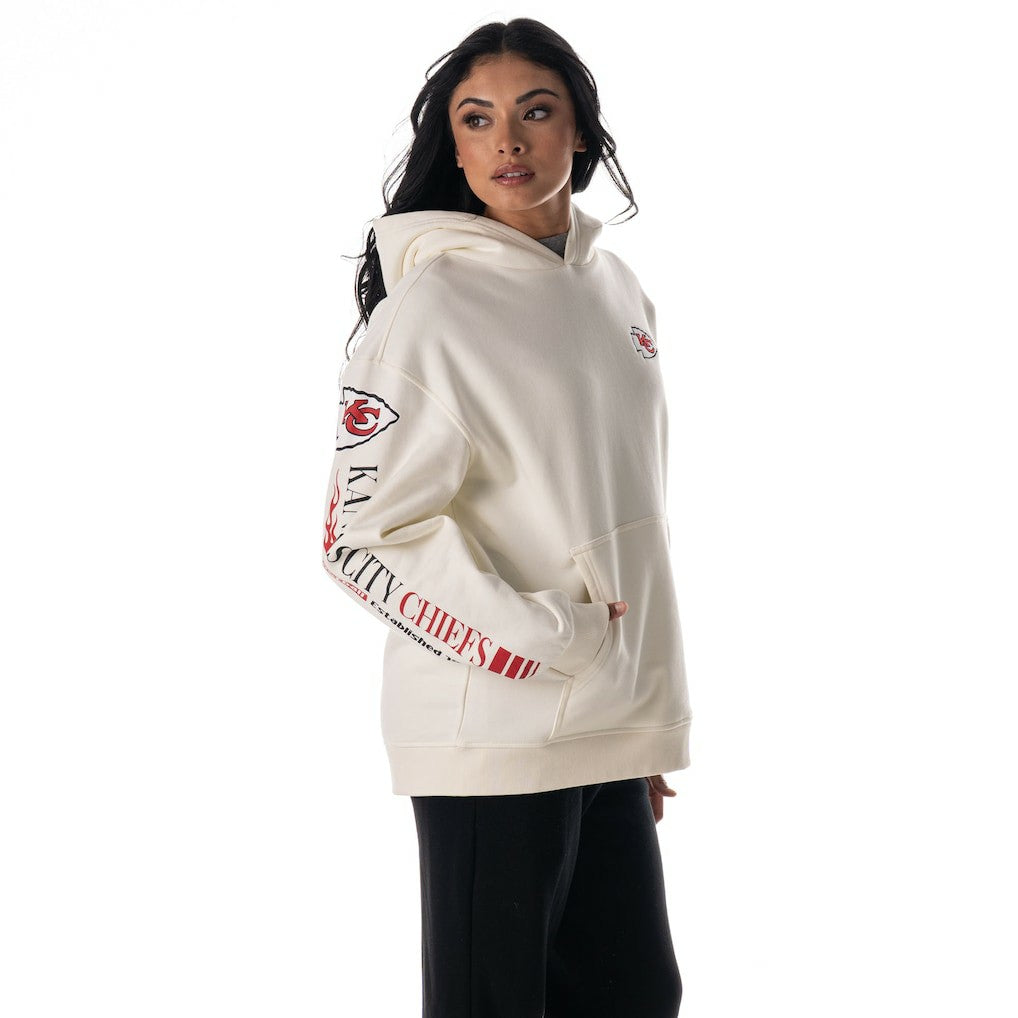 The Wild Collective Unisex Stacked Graphic Sleeve Fleece Hoodie - Kansas City Chiefs