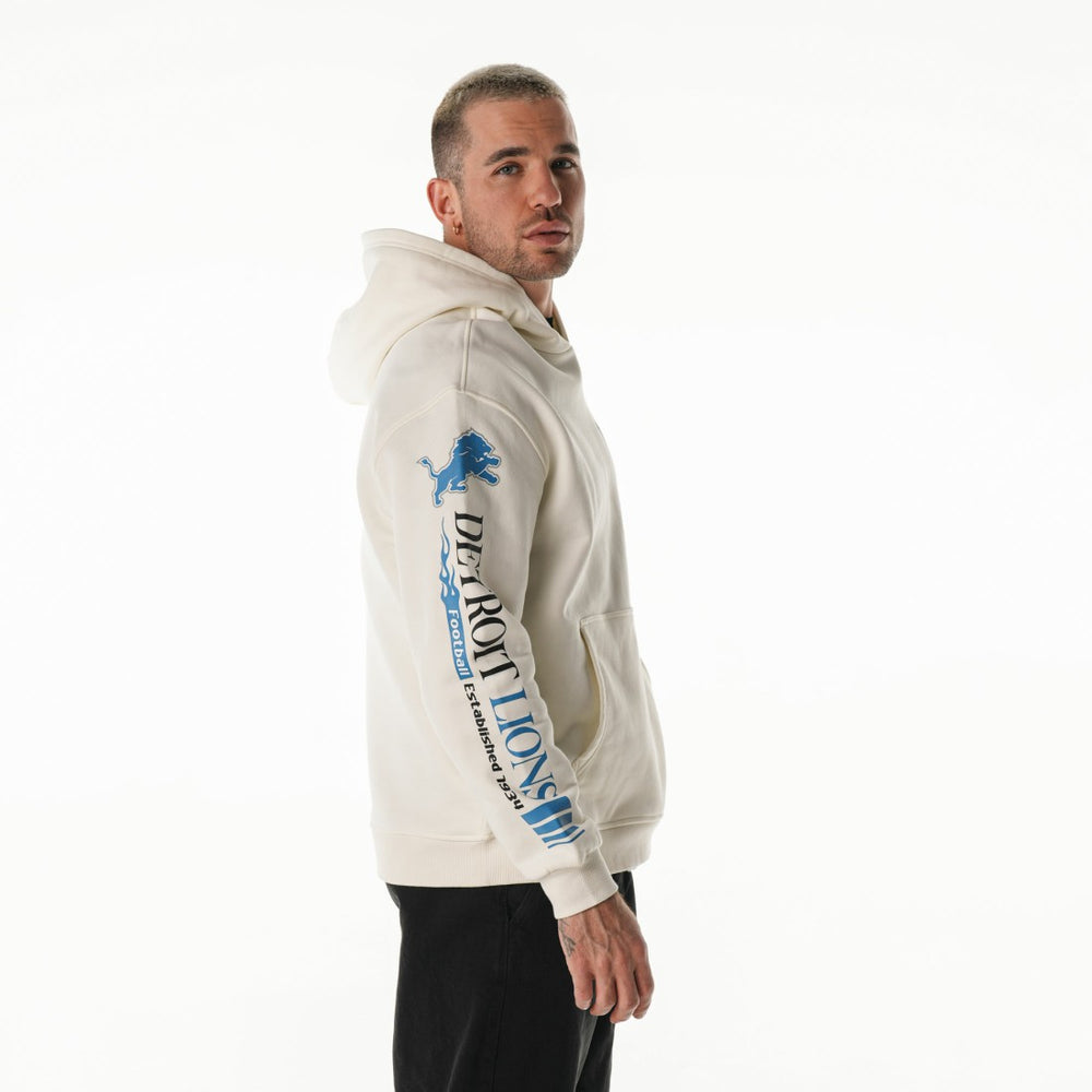 The Wild Collective Unisex Stacked Graphic Sleeve Fleece Hoodie - Detroit Lions