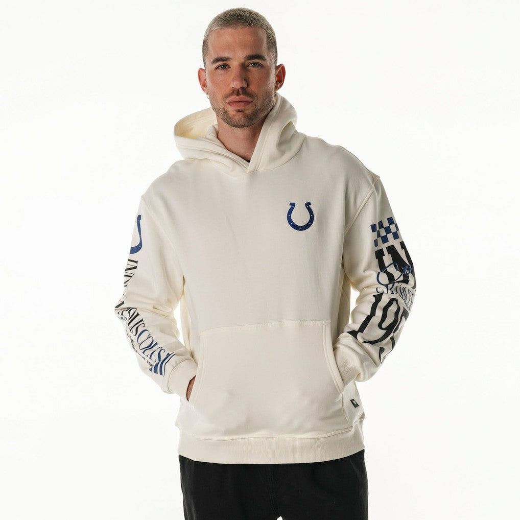 The Wild Collective Unisex Stacked Graphic Sleeve Fleece Hoodie - Indianapolis Colts