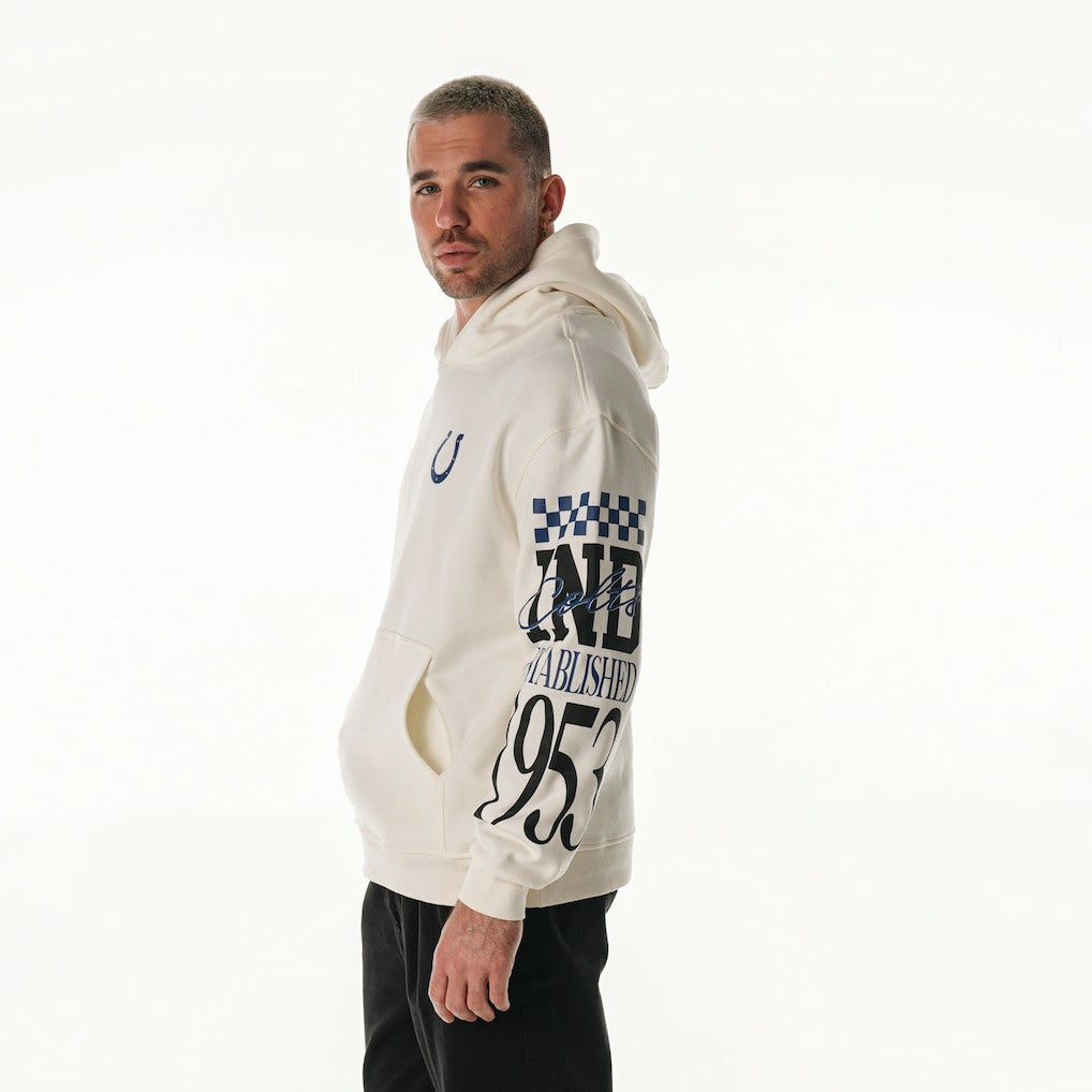 The Wild Collective Unisex Stacked Graphic Sleeve Fleece Hoodie - Indianapolis Colts