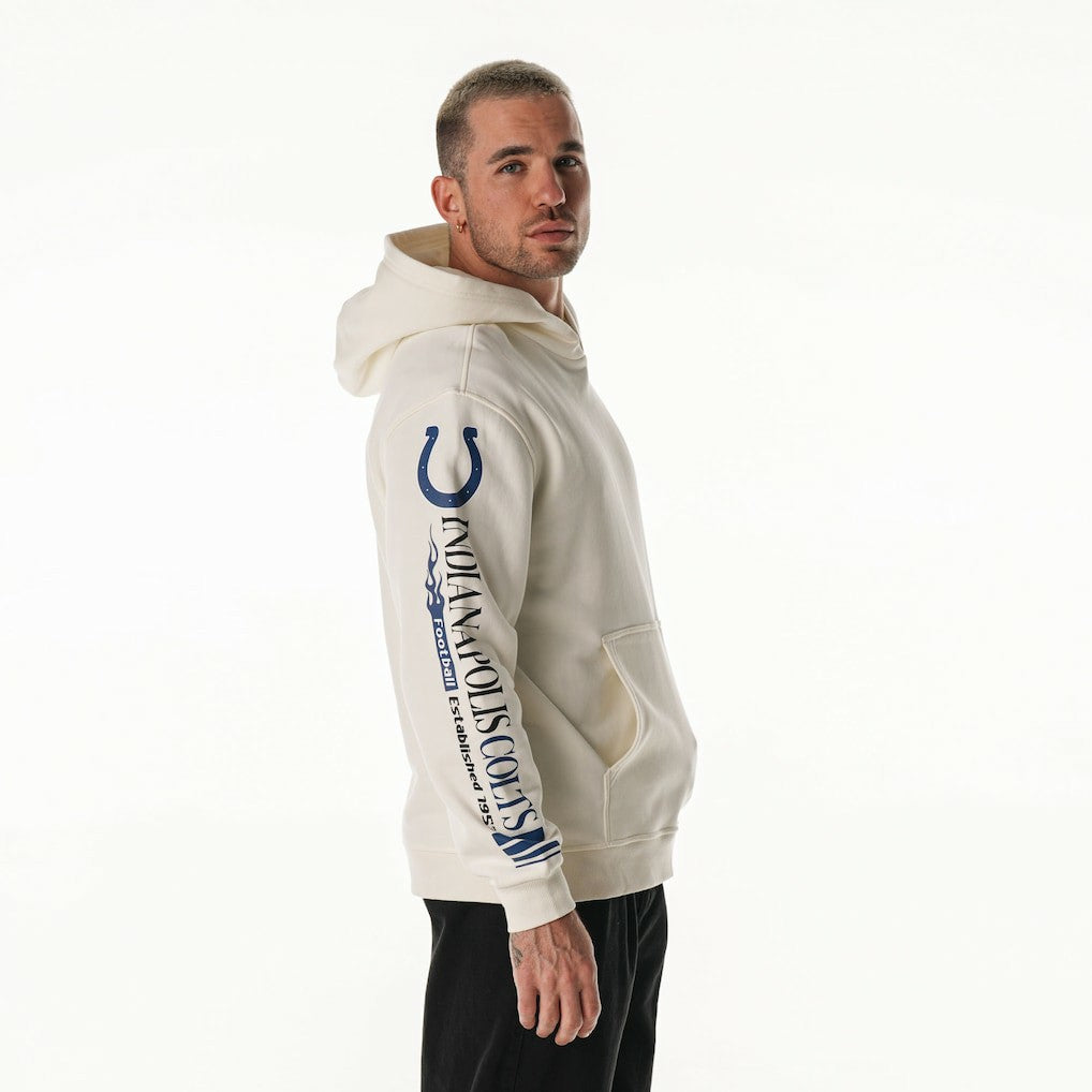 The Wild Collective Unisex Stacked Graphic Sleeve Fleece Hoodie - Indianapolis Colts