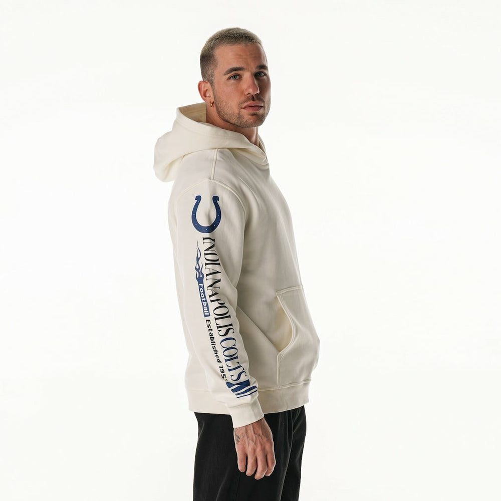 The Wild Collective Unisex Stacked Graphic Sleeve Fleece Hoodie - Indianapolis Colts