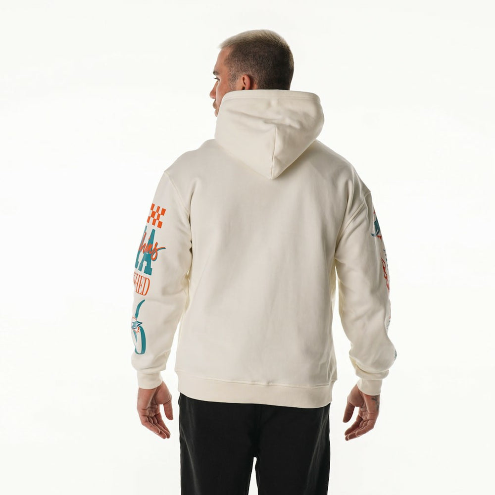 The Wild Collective Unisex Stacked Graphic Sleeve Fleece Hoodie - Miami Dolphins