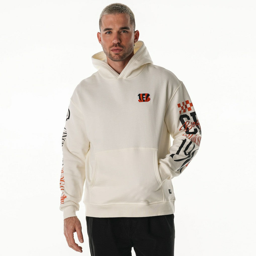 The Wild Collective Unisex Stacked Graphic Sleeve Fleece Hoodie - Cincinnati Bengals