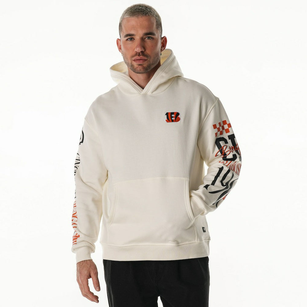 The Wild Collective Unisex Stacked Graphic Sleeve Fleece Hoodie - Cincinnati Bengals