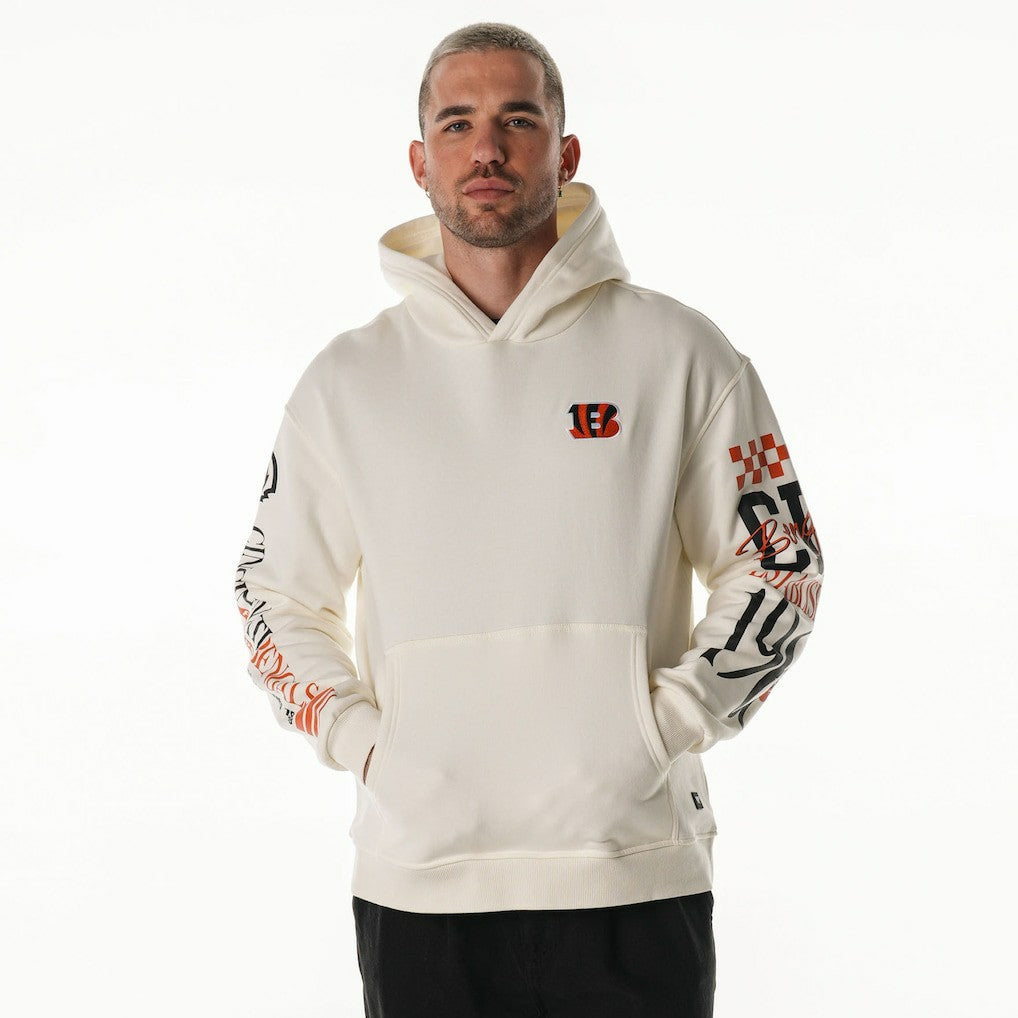 The Wild Collective Unisex Stacked Graphic Sleeve Fleece Hoodie - Cincinnati Bengals