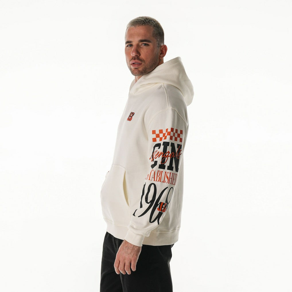 The Wild Collective Unisex Stacked Graphic Sleeve Fleece Hoodie - Cincinnati Bengals