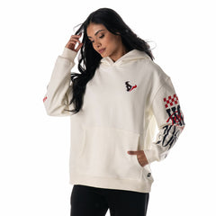 The Wild Collective Unisex Stacked Graphic Sleeve Fleece Hoodie - Houston Texans