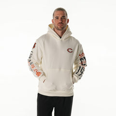 The Wild Collective Unisex Stacked Graphic Sleeve Fleece Hoodie - Chicago Bears