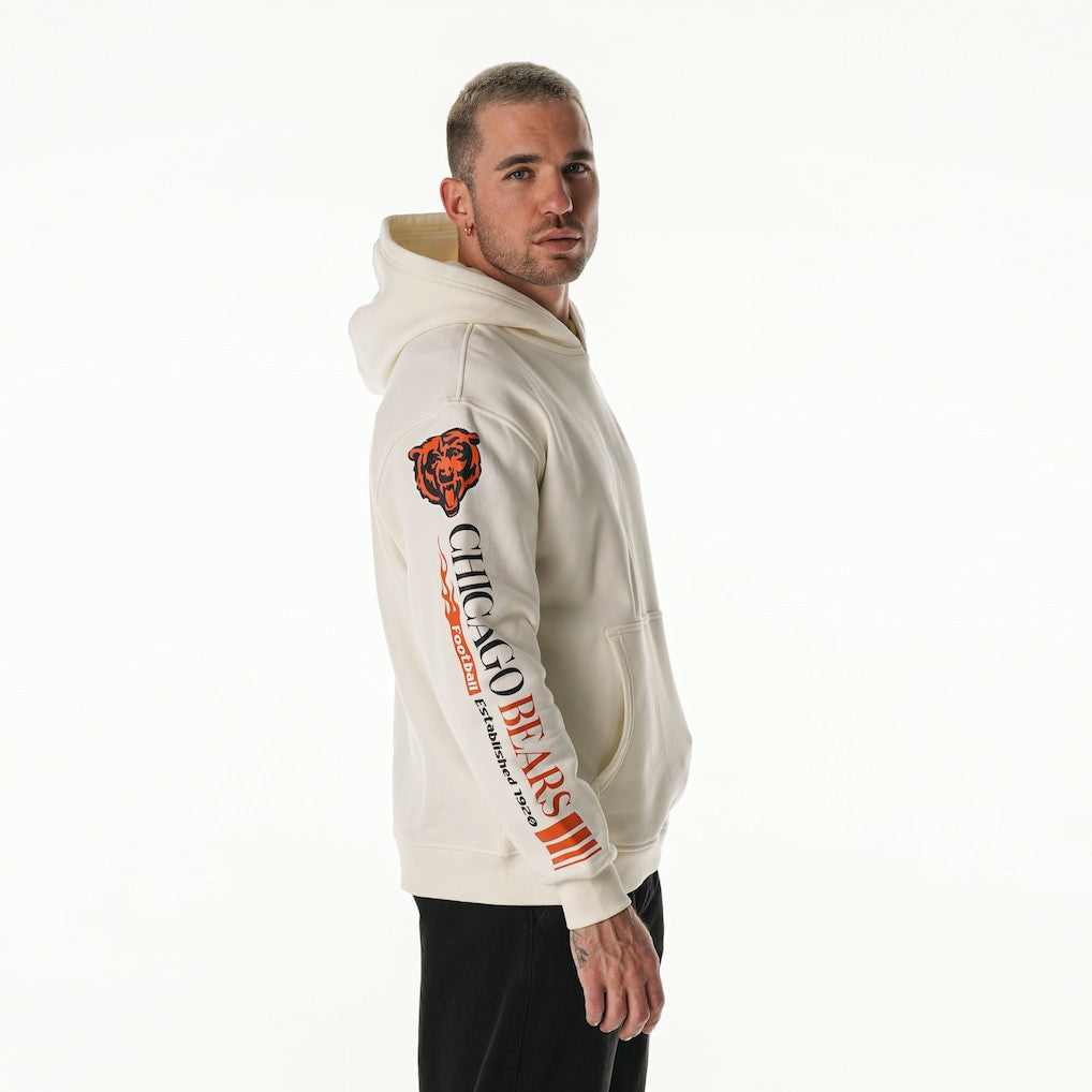 The Wild Collective Unisex Stacked Graphic Sleeve Fleece Hoodie - Chicago Bears