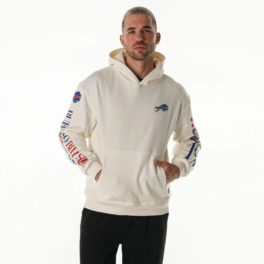 The Wild Collective Unisex Stacked Graphic Sleeve Fleece Hoodie - Buffalo Bills
