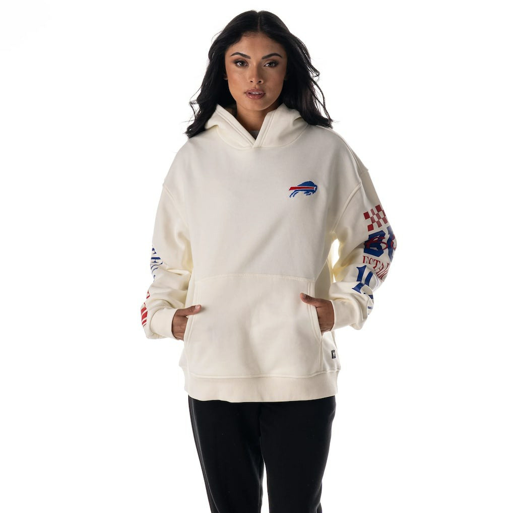 The Wild Collective Unisex Stacked Graphic Sleeve Fleece Hoodie - Buffalo Bills