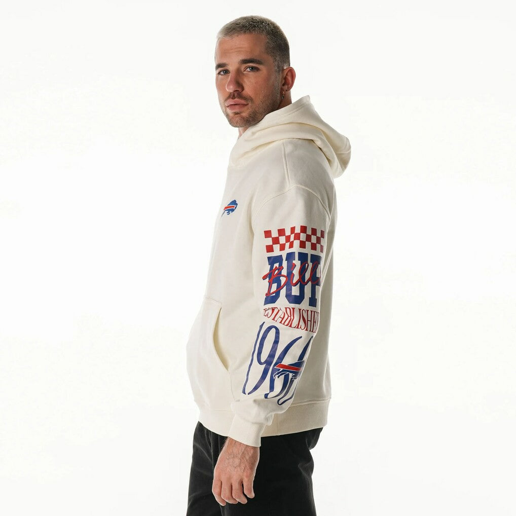 The Wild Collective Unisex Stacked Graphic Sleeve Fleece Hoodie - Buffalo Bills
