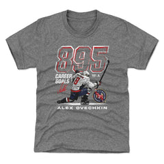 NHL Gray Alexander Ovechkin Washington Capitals 500 Level Youth NHL All-Time Leading Goal Scorer Grunge T-Shirt