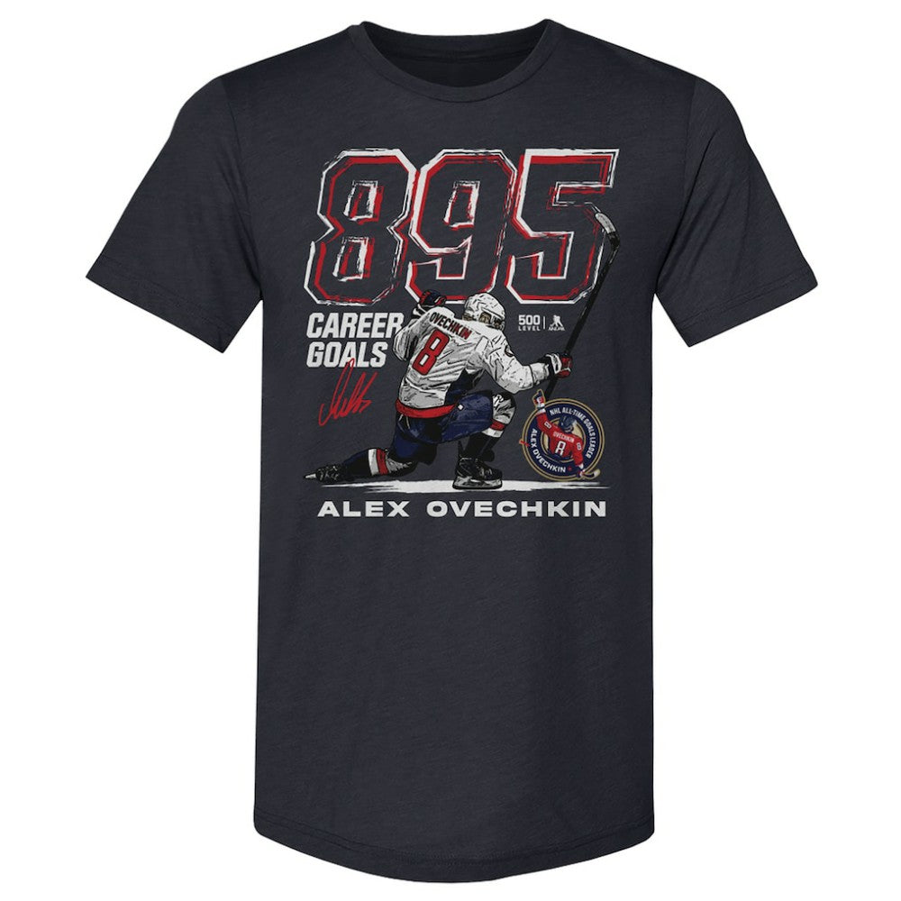 NHL Navy Alexander Ovechkin Washington Capitals 500 Level NHL All-Time Leading Goal Scorer Tri-Blend Grunge T-Shirt