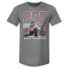 NHL Gray Alexander Ovechkin Washington Capitals 500 Level NHL All-Time Leading Goal Scorer Tri-Blend Grunge T-Shirt