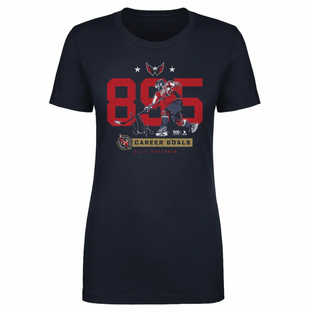 NHL Navy Alexander Ovechkin Washington Capitals 500 Level Women's NHL All-Time Leading Goal Scorer Number T-Shirt