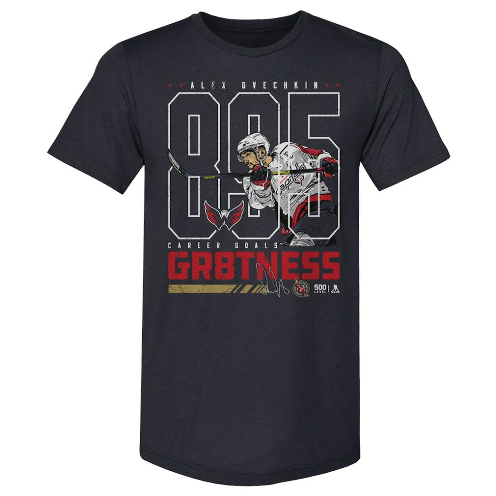 NHL Navy Alexander Ovechkin Washington Capitals 500 Level NHL All-Time Leading Goal Scorer Tri-Blend Outline T-Shirt