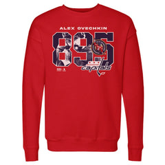 NHL Red Alexander Ovechkin Washington Capitals 500 Level NHL All-Time Leading Goal Scorer Overlay Pullover Sweatshirt
