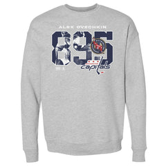 NHL Heather Gray Alexander Ovechkin Washington Capitals 500 Level NHL All-Time Leading Goal Scorer Overlay Pullover Sweatshirt