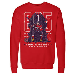 NHL Red Alexander Ovechkin Washington Capitals 500 Level NHL All-Time Leading Goal Scorer Throne Pullover Sweatshirt
