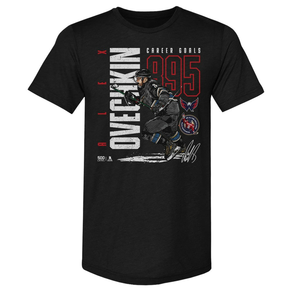 NHL Black Alexander Ovechkin Washington Capitals 500 Level NHL All-Time Leading Goal Scorer Tri-Blend Throwback T-Shirt