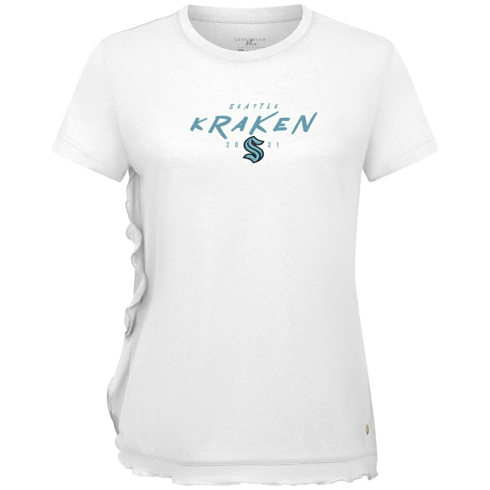 NHL White Seattle Kraken Levelwear Women's Airflow Scratched T-Shirt