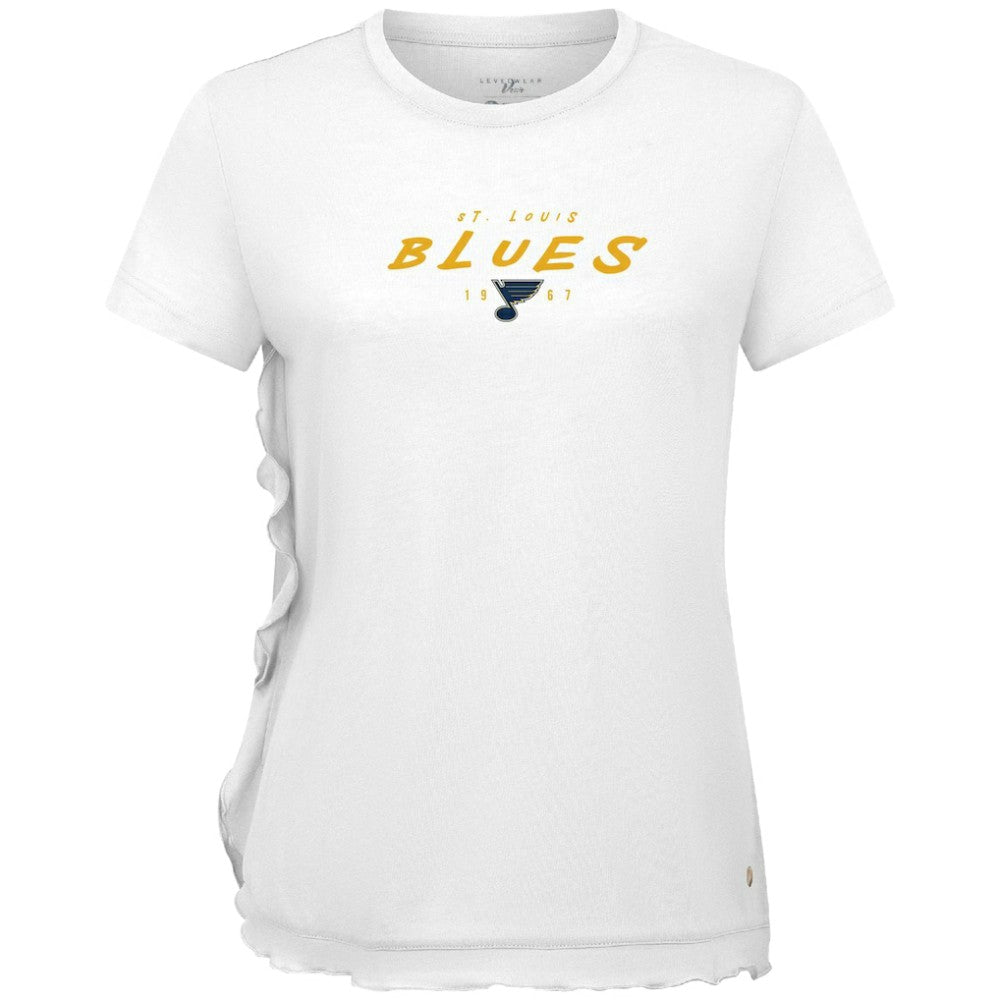 NHL White St. Louis Blues Levelwear Women's Airflow Scratched T-Shirt