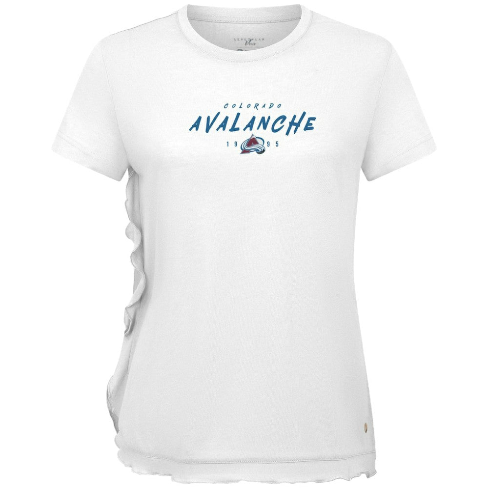 NHL White Colorado Avalanche Levelwear Women's Airflow Scratched T-Shirt