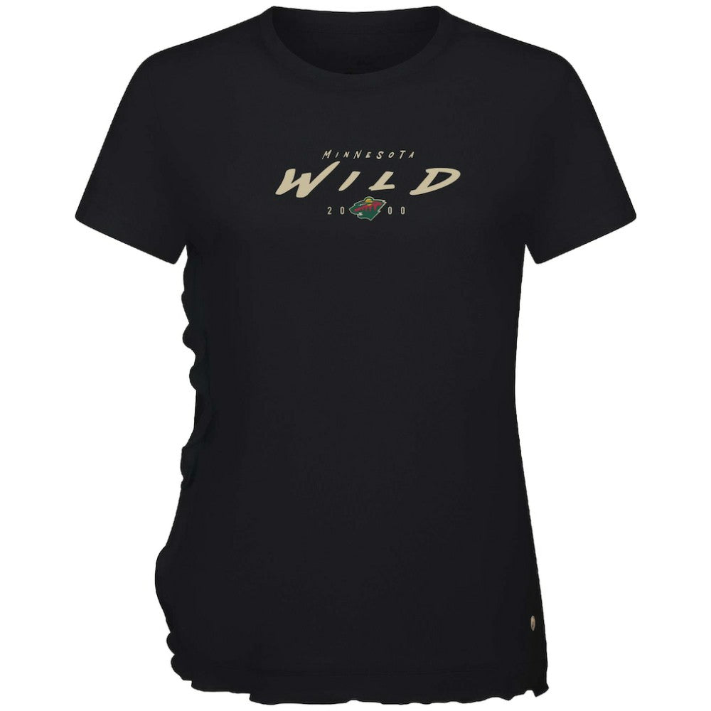 NHL Black Minnesota Wild Levelwear Women's Airflow Scratched T-Shirt