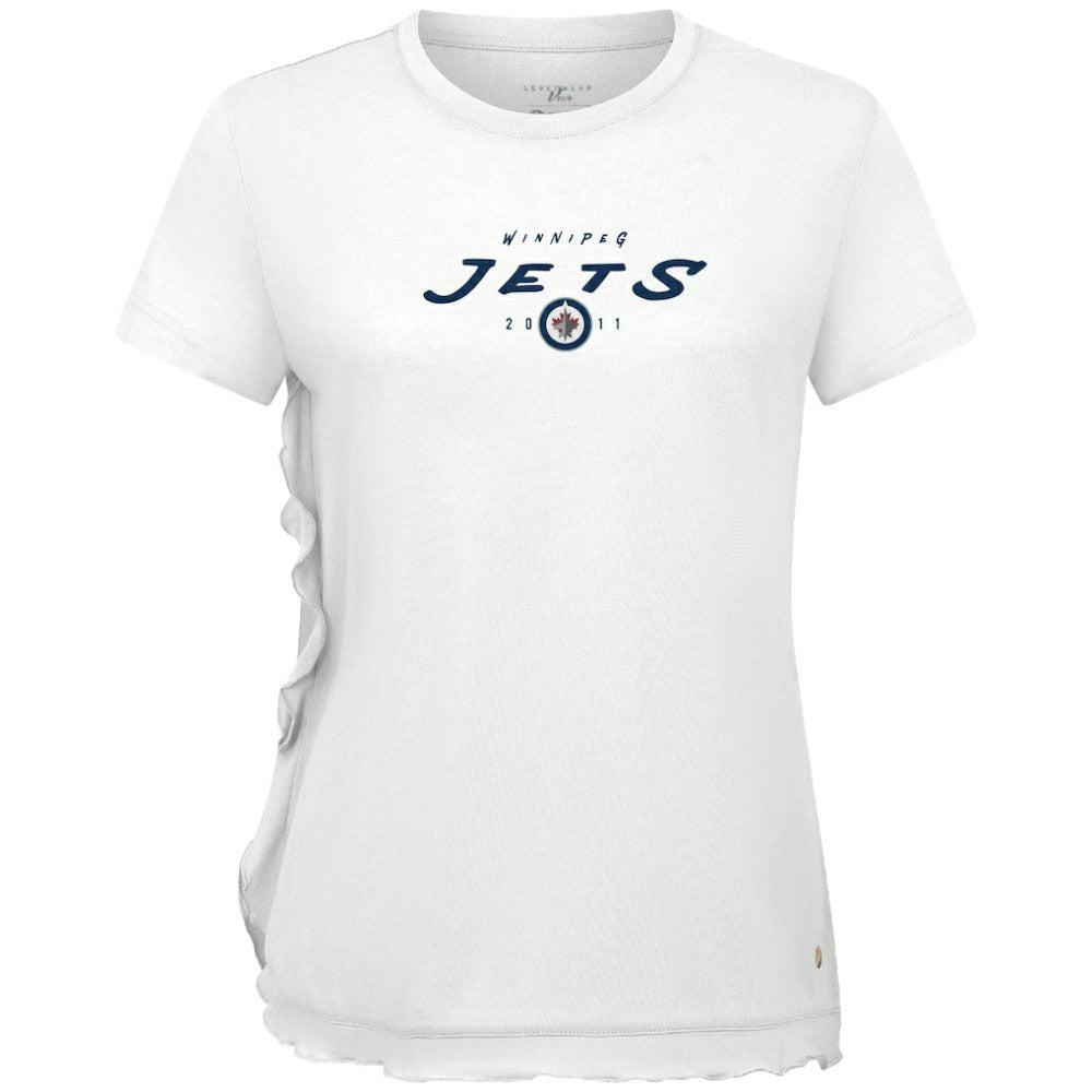 NHL White Winnipeg Jets Levelwear Women's Airflow Scratched T-Shirt