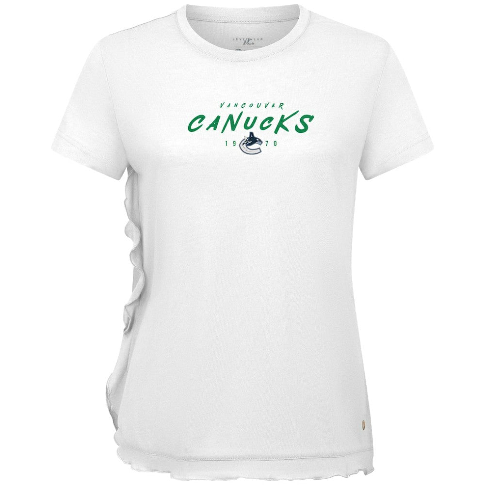 NHL White Vancouver Canucks Levelwear Women's Airflow Scratched T-Shirt