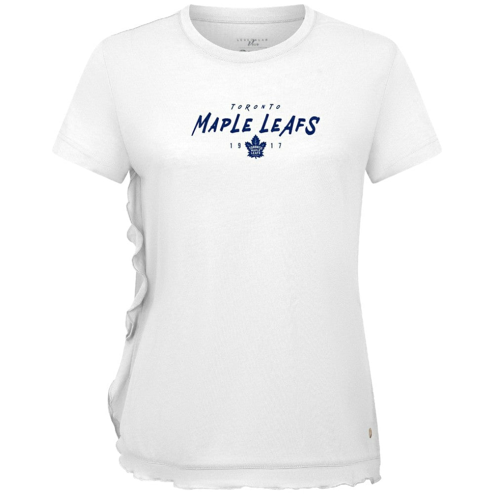 NHL White Toronto Maple Leafs Levelwear Women's Airflow Scratched T-Shirt