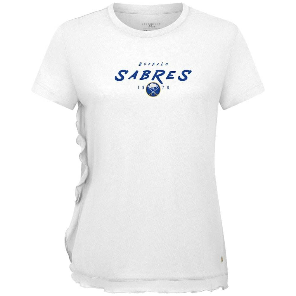NHL White Buffalo Sabres Levelwear Women's Airflow Scratched T-Shirt