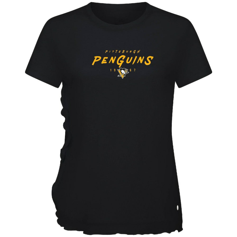 NHL Black Pittsburgh Penguins Levelwear Women's Airflow Scratched T-Shirt