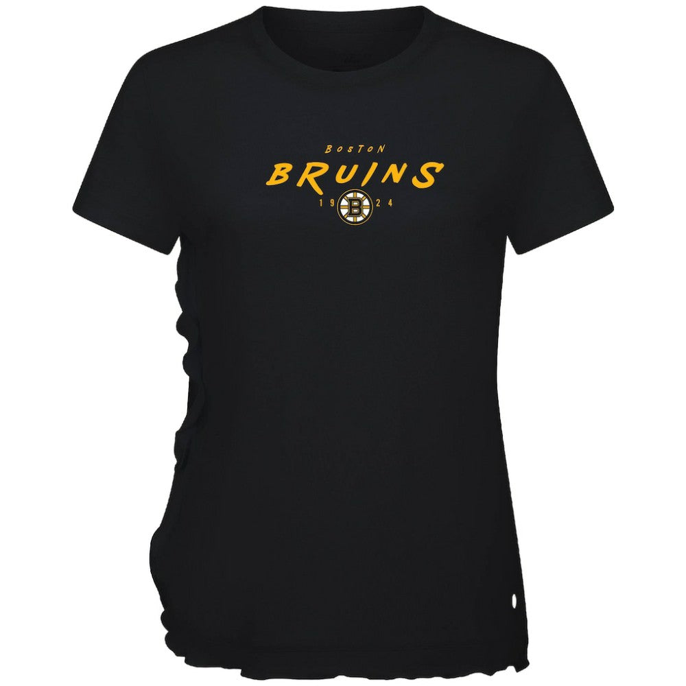 NHL Black Boston Bruins Levelwear Women's Airflow Scratched T-Shirt